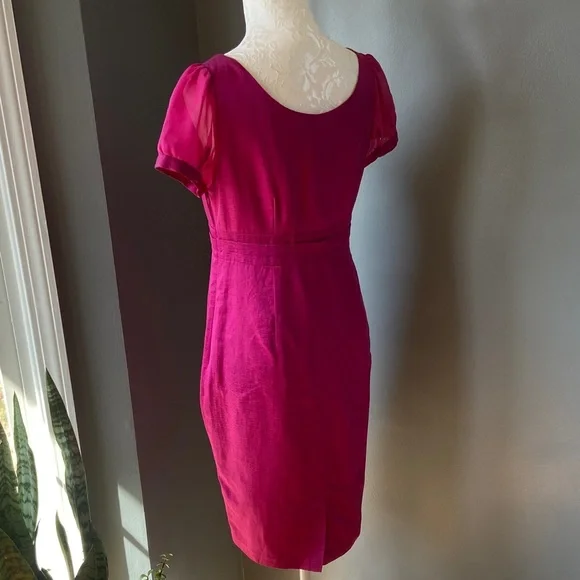 Boden Limited Edition Fuchsia V-Neck Puff Sleeve Mini Dress - Picture 5 of 9
